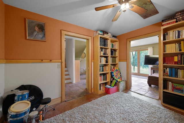 153 Wood Rd, Middlesex, VT 05682 - rec room with a ceiling fan