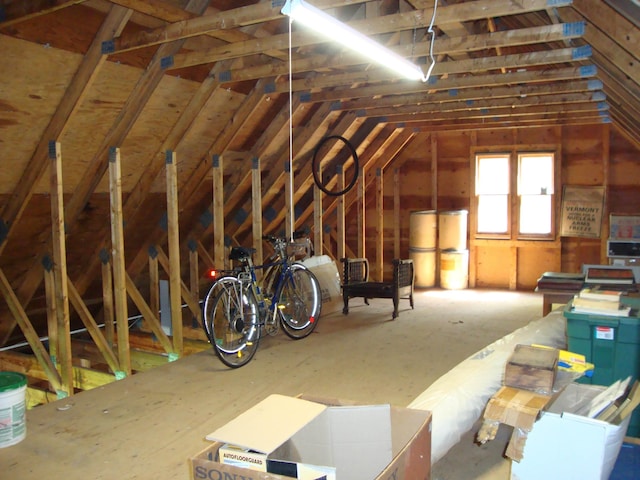 view of unfinished attic