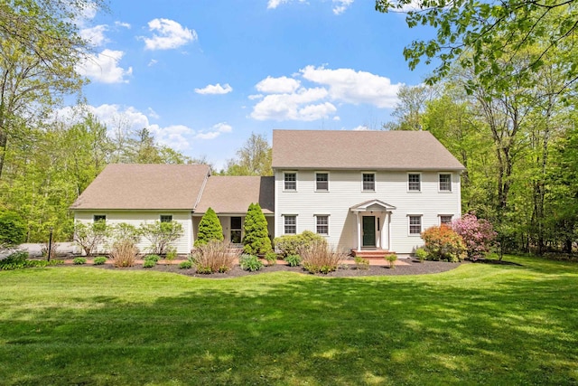 colonial house with a front lawn