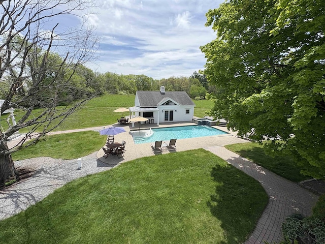 28-28A Ridge Rd, Hollis, NH 03049 - outdoor pool with a storage structure, an outbuilding, a yard, and a patio area