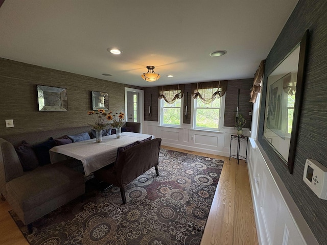 28-28A Ridge Rd, Hollis, NH 03049 - dining space featuring light wood-type flooring, wallpapered walls, and recessed lighting