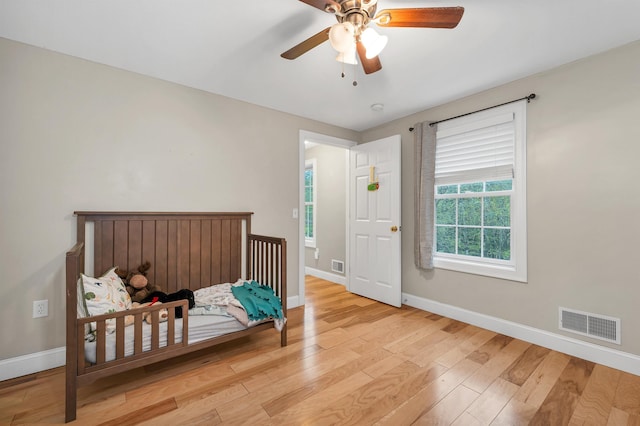 268 Lesmerises Rd, Loudon, NH 03307 - bedroom featuring baseboards, wood finished floors, and ceiling fan