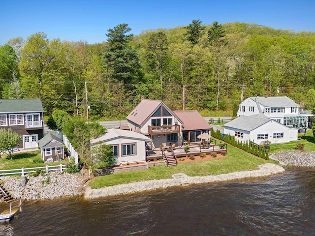 1385 Front St, Manchester, NH 03102 - aerial view of property and surrounding area featuring a nearby body of water and a forest