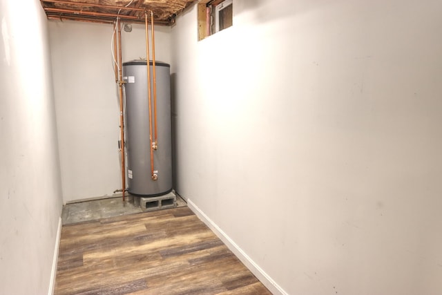 utility room featuring water heater