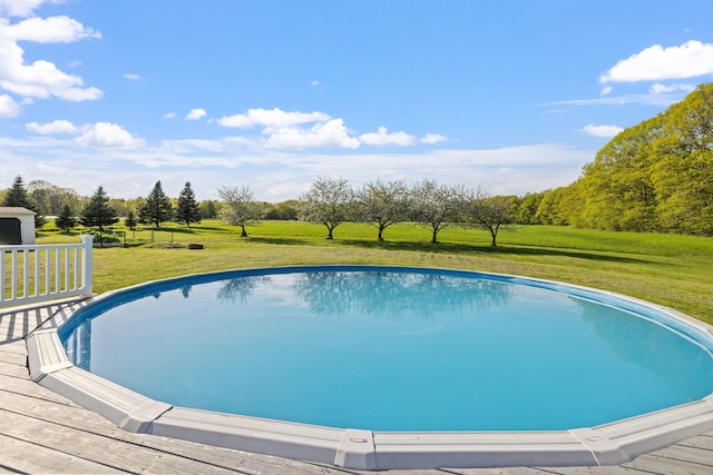 outdoor pool with a lawn
