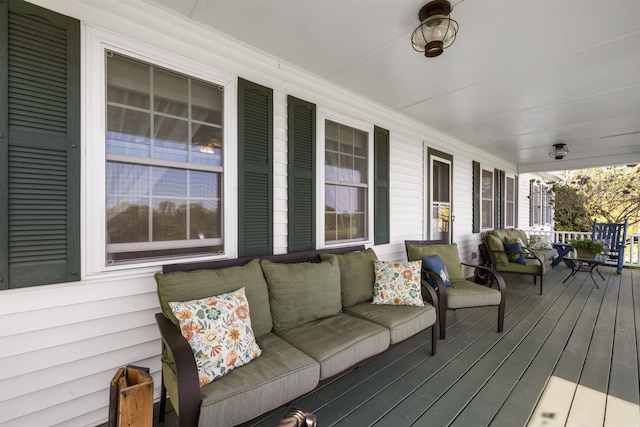 deck featuring covered porch