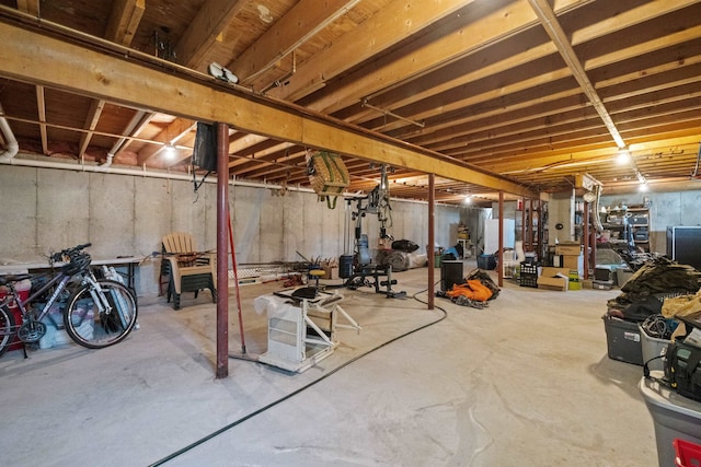 view of unfinished basement