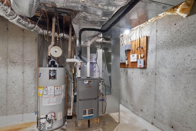 utilities with gas water heater and heating unit