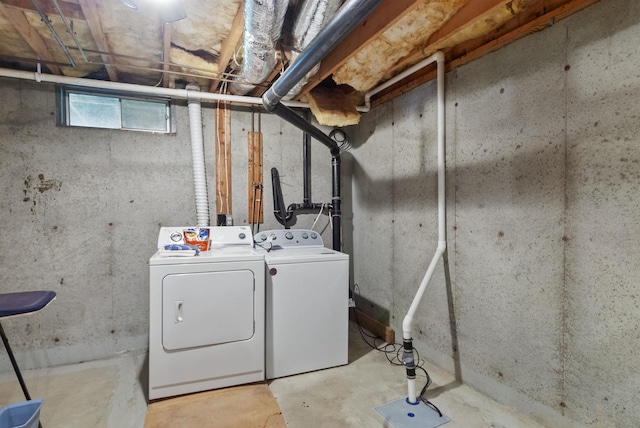 below grade area with separate washer and dryer