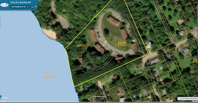 aerial overview of property's location featuring property boundaries highlighted