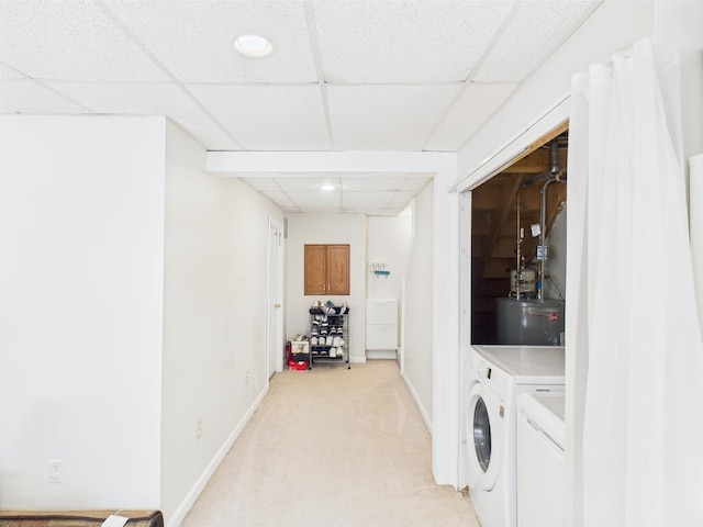 8 Lincoln Dr Unit B, Hooksett, NH 03106 - washroom with separate washer and dryer, water heater, light carpet, baseboards, and recessed lighting