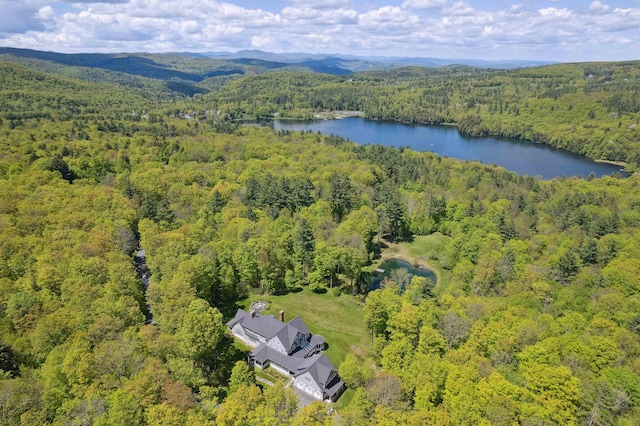 5893 Stage Rd, Barnard, VT 05031 - aerial view of property's location with a heavily wooded area and a water and mountain view