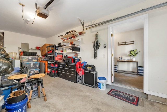 garage with a garage door opener