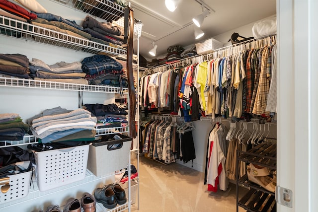 spacious closet with carpet floors