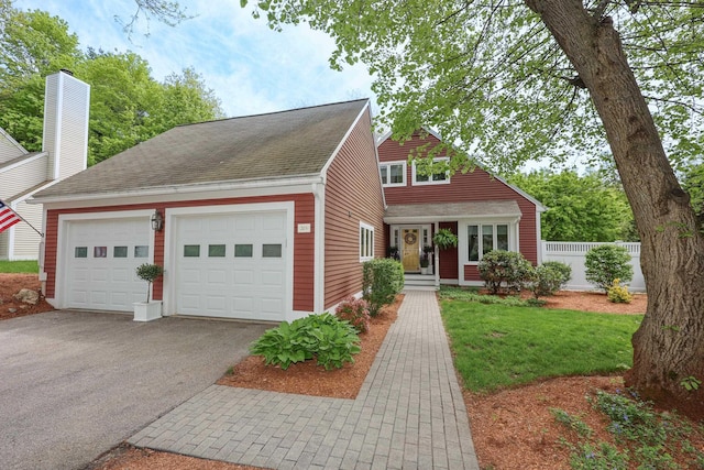 203 Straw Hill Rd, Manchester, NH 03104 - view of front of home with asphalt driveway, an attached garage, fence, and roof with shingles