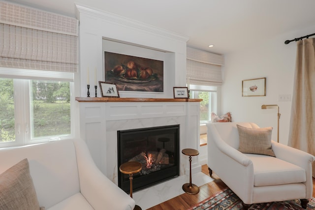 203 Straw Hill Rd, Manchester, NH 03104 - living room with a fireplace, wood finished floors, and recessed lighting