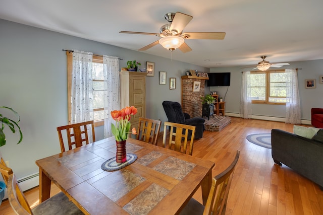 273 Berkshire Rd, Lisbon, NH 03585 - dining space featuring a ceiling fan, plenty of natural light, light wood-style flooring, and baseboard heating