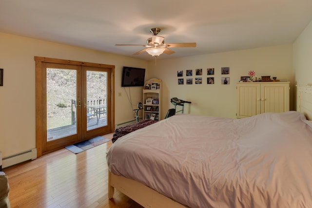 273 Berkshire Rd, Lisbon, NH 03585 - bedroom featuring baseboard heating, french doors, access to outside, and light wood-style flooring