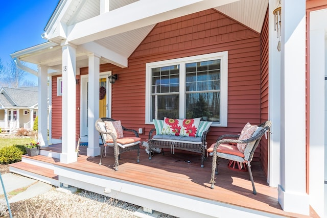 deck featuring a porch