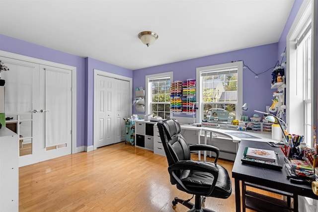 office area featuring wood finished floors