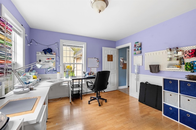 home office featuring light wood finished floors