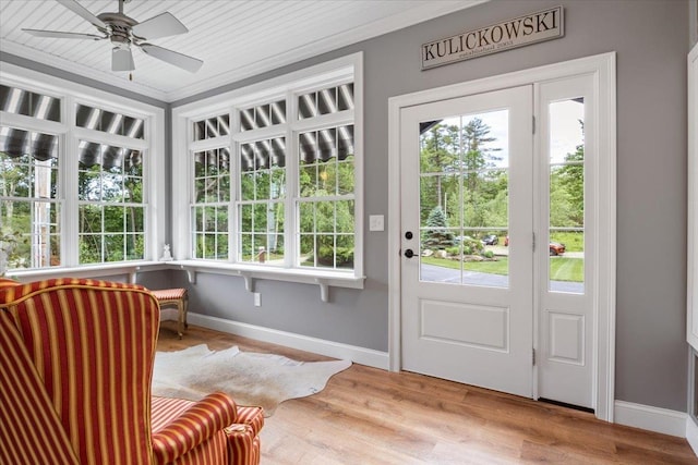 34 Coles Pond Rd, Somersworth, NH 03878 - sunroom featuring french doors, ornamental molding, baseboards, and wood finished floors