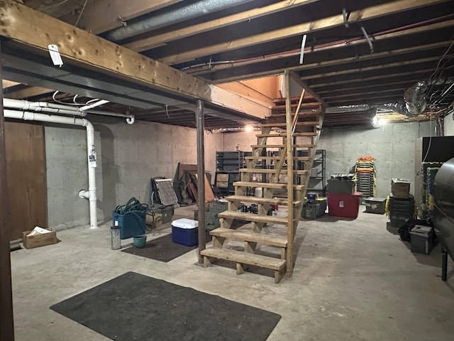 unfinished below grade area with stairs