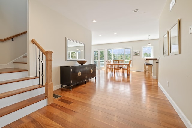 7 Timberbrook N, Dorset, VT 05251 - stairs with wood finished floors, baseboards, and recessed lighting
