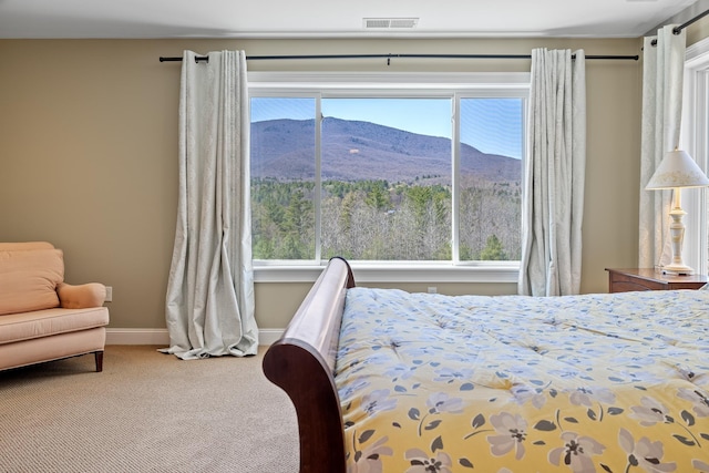 7 Timberbrook N, Dorset, VT 05251 - bedroom featuring carpet floors, multiple windows, baseboards, and a mountain view
