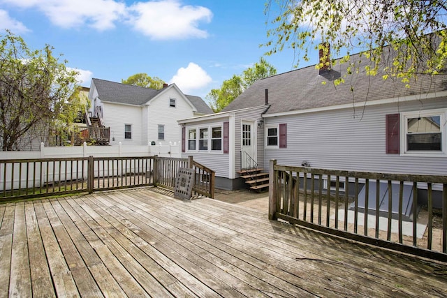 552 Dix St, Manchester, NH 03103 - wooden deck with entry steps and fence