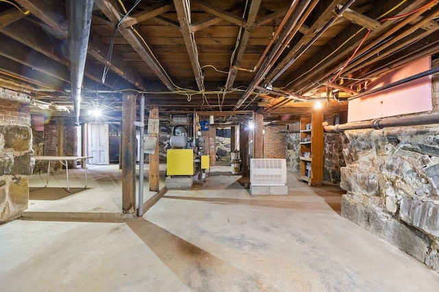 view of unfinished basement