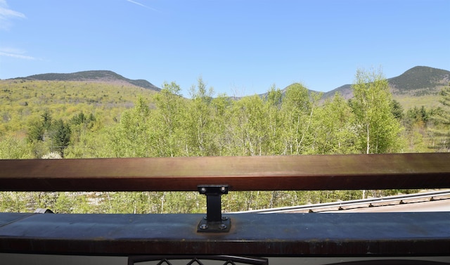 view of mountain backdrop with a forest