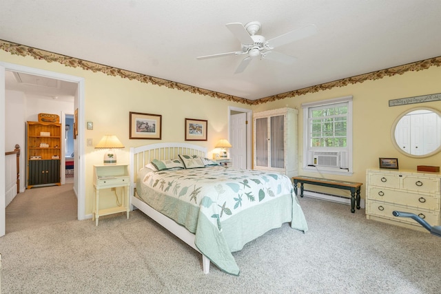 40-21 Harbor Way Unit 21, Wolfeboro, NH 03894 - carpeted bedroom with attic access, cooling unit, ceiling fan, and baseboard heating