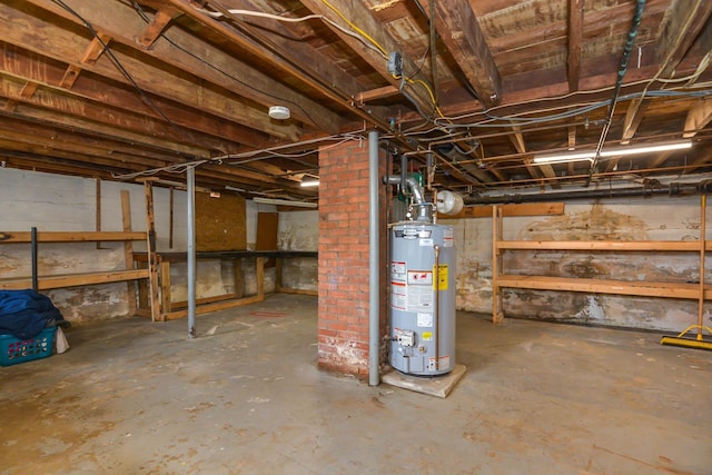 unfinished below grade area with water heater