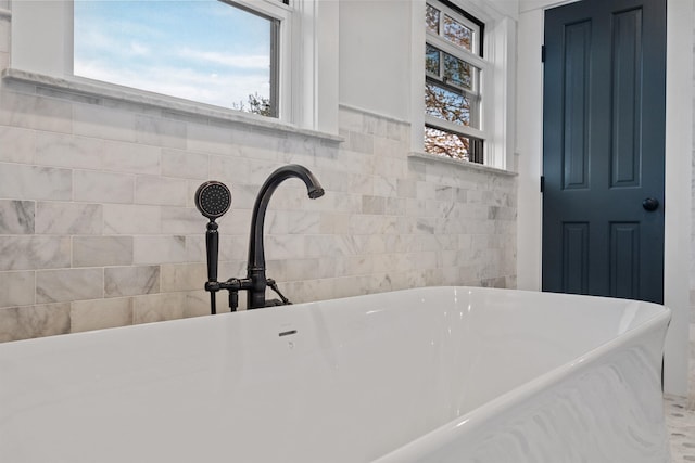 bathroom view of a freestanding bath