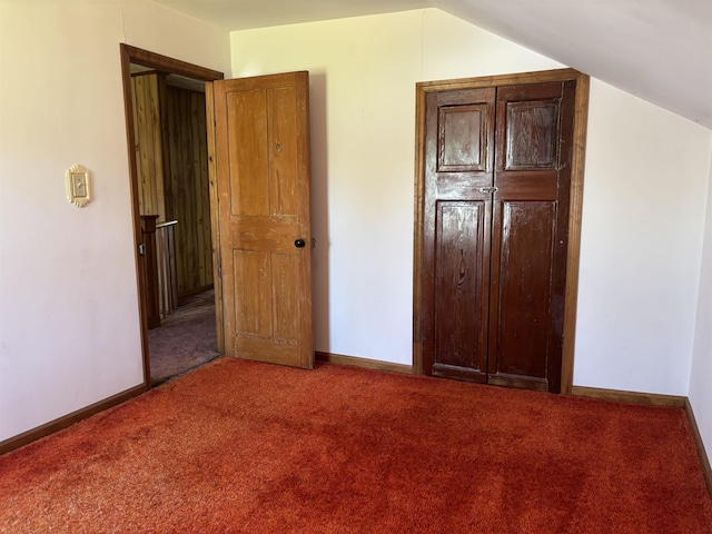 3005 Vt 78 Rte, Highgate, VT 05459 - unfurnished bedroom with carpet, lofted ceiling, and baseboards