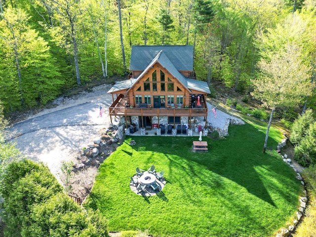 1481 Eaton Rd, Conway, NH 03813 - aerial view of property and surrounding area with a heavily wooded area