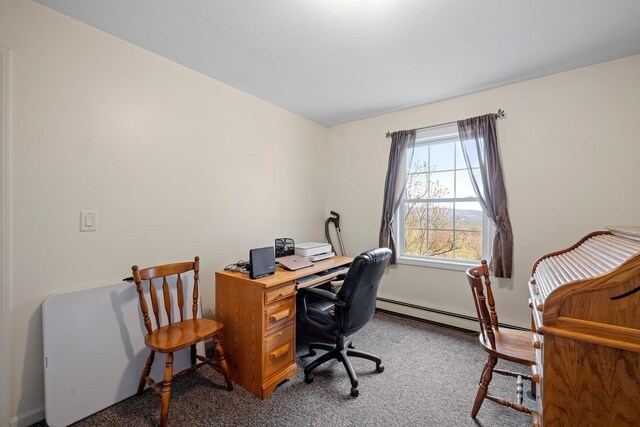 28 Lindsley Cir, Campton, NH 03223 - home office featuring carpet floors and a baseboard heating unit