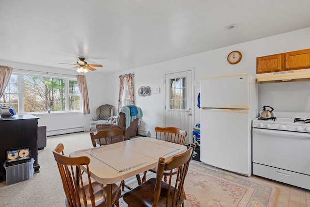 28 Lindsley Cir, Campton, NH 03223 - dining space with a baseboard heating unit and a ceiling fan