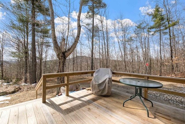28 Lindsley Cir, Campton, NH 03223 - deck featuring a wooded view