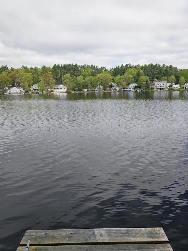 water view featuring a heavily wooded area