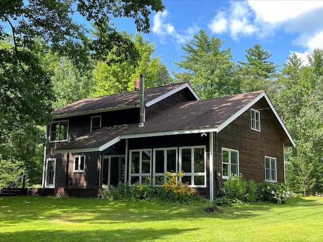 80 Mill St, Conway, NH 03813 - rear view of house with a yard and a shingled roof