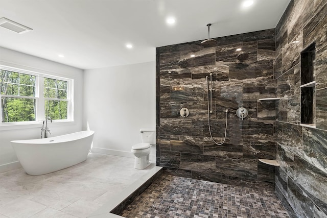 286 S Rd, Brentwood, NH 03833 - full bath with recessed lighting, a freestanding bath, and a walk in shower