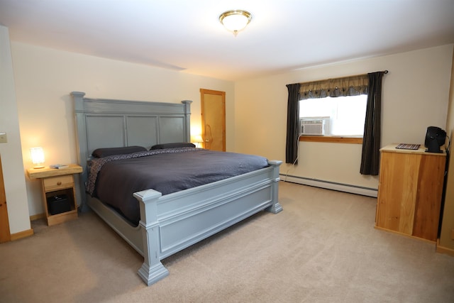 412 Covered Bridge Rd, Irasburg, VT 05845 - bedroom with a baseboard heating unit, light carpet, and cooling unit