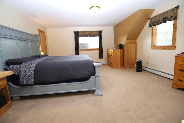 412 Covered Bridge Rd, Irasburg, VT 05845 - bedroom with a baseboard heating unit, light colored carpet, and cooling unit