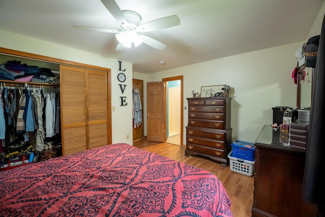 175 Blackwater Rd, Somersworth, NH 03878 - bedroom with light wood-style floors, a closet, and ceiling fan