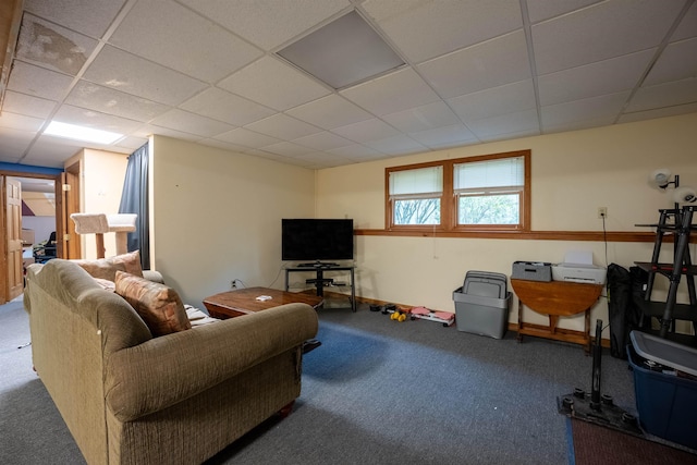 175 Blackwater Rd, Somersworth, NH 03878 - living area featuring carpet floors, a paneled ceiling, and baseboards