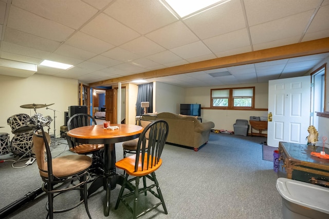 175 Blackwater Rd, Somersworth, NH 03878 - dining area with carpet flooring and a paneled ceiling