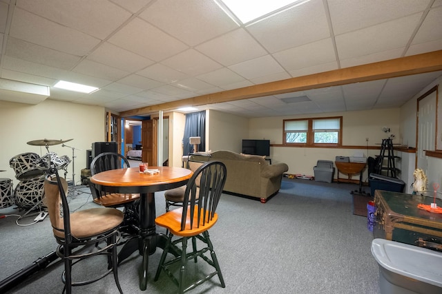 175 Blackwater Rd, Somersworth, NH 03878 - carpeted dining space featuring a drop ceiling