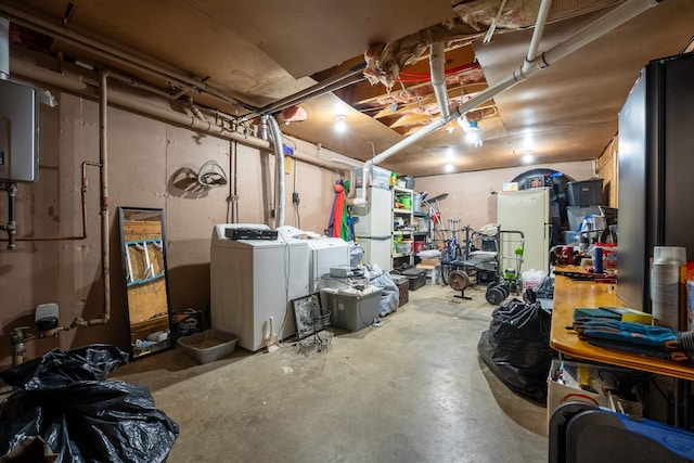 175 Blackwater Rd, Somersworth, NH 03878 - unfinished basement featuring separate washer and dryer and water heater